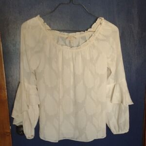 Michael Kors Cream Ruffle Sleeve Blouse